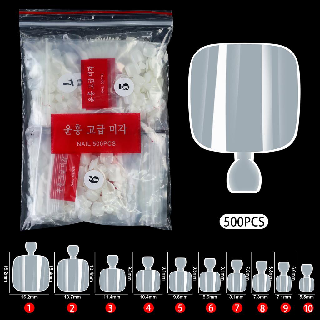 500Pcs Clear Nature Press On Toenails Gel Toe Nail Tips Full Cover Press On Toe Foot Nails Acrylic False Nail Art Manicure Tool