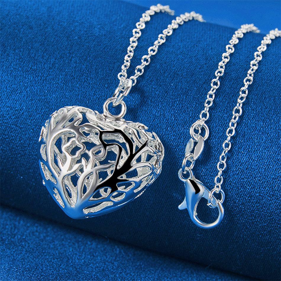 925 Sterling Silver 16-30 Inch Exquisite Heart-shaped Hollow Pendant Necklace, Women's Jewelry Gift, Fashionable Wedding