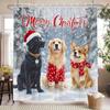 Christmas Shower Curtain For Bathroom Merry Christmas Bathroom Shower Curtain Sets Three Dogs Falling Snowflakes Snow Scenery