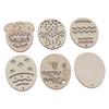 30Pcs Wooden Easter Pendant Assorted Eggs Style Durable Light Weight Wooden Cutouts with Pens Ropes for DIY Decoration