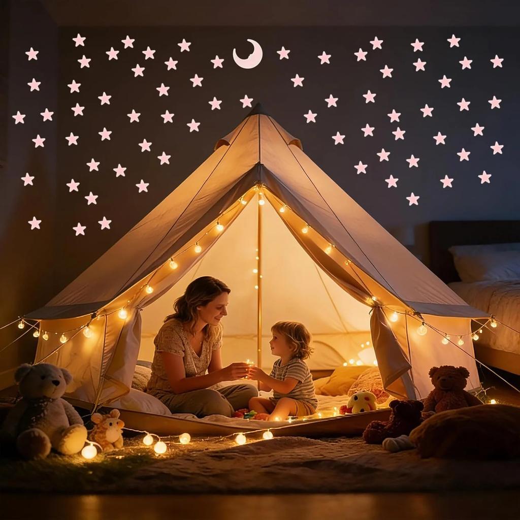 100Pcs Luminous Wall Stickers Glow In The Dark Stars Stickers For Kids Baby Rooms Colorful Fluorescent Home Room Decor Decals