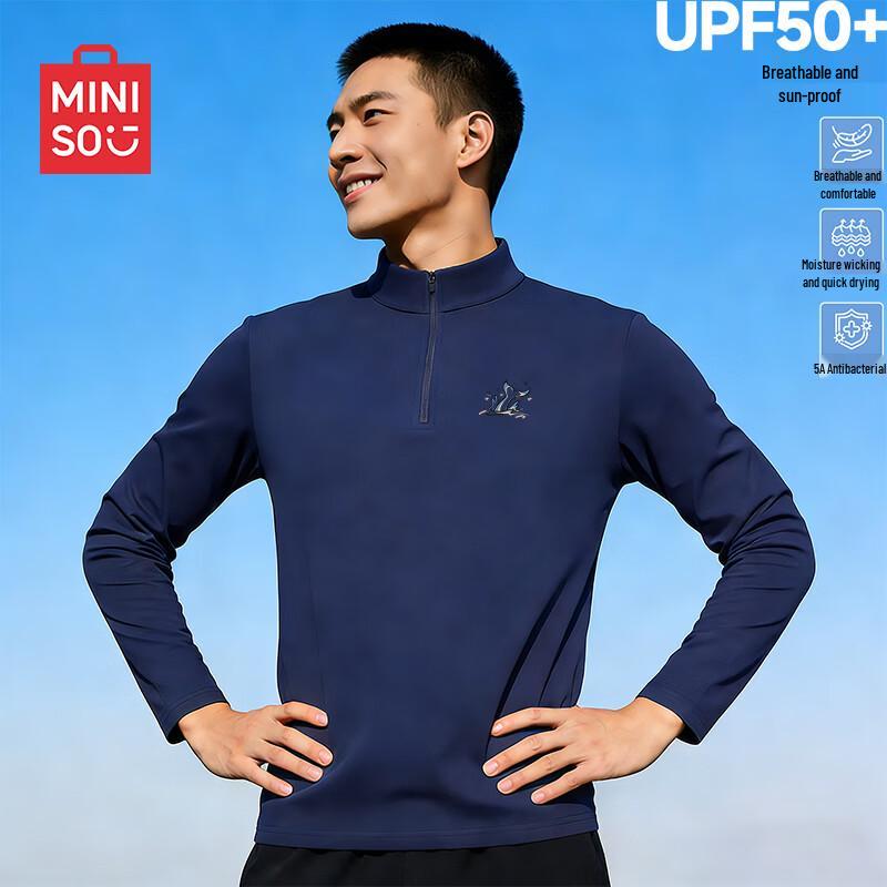 

MINISO Men s Half-Zip Quick-Dry Casual Long-Sleeve T-Shirt L
