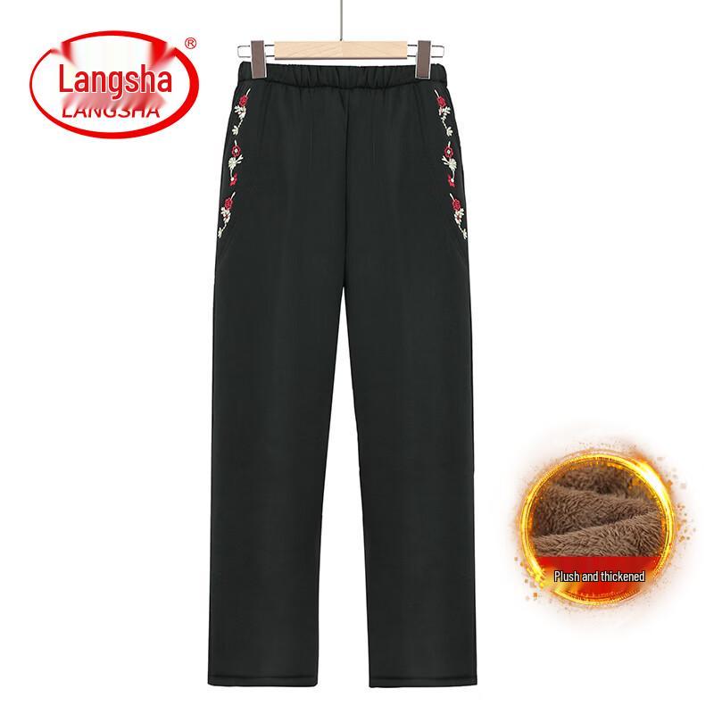 LangSha Women s Fleece-Lined High-Waist Casual Trousers 2XL