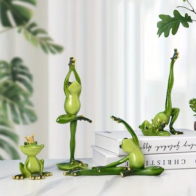 1 Packung, Yoga-Frosch-Ornament im pastoralen Stil, Wohnzimmer-Balkon, Schreibtisch-Bücherregal, Harz-Ornament, Hof-Dekoration