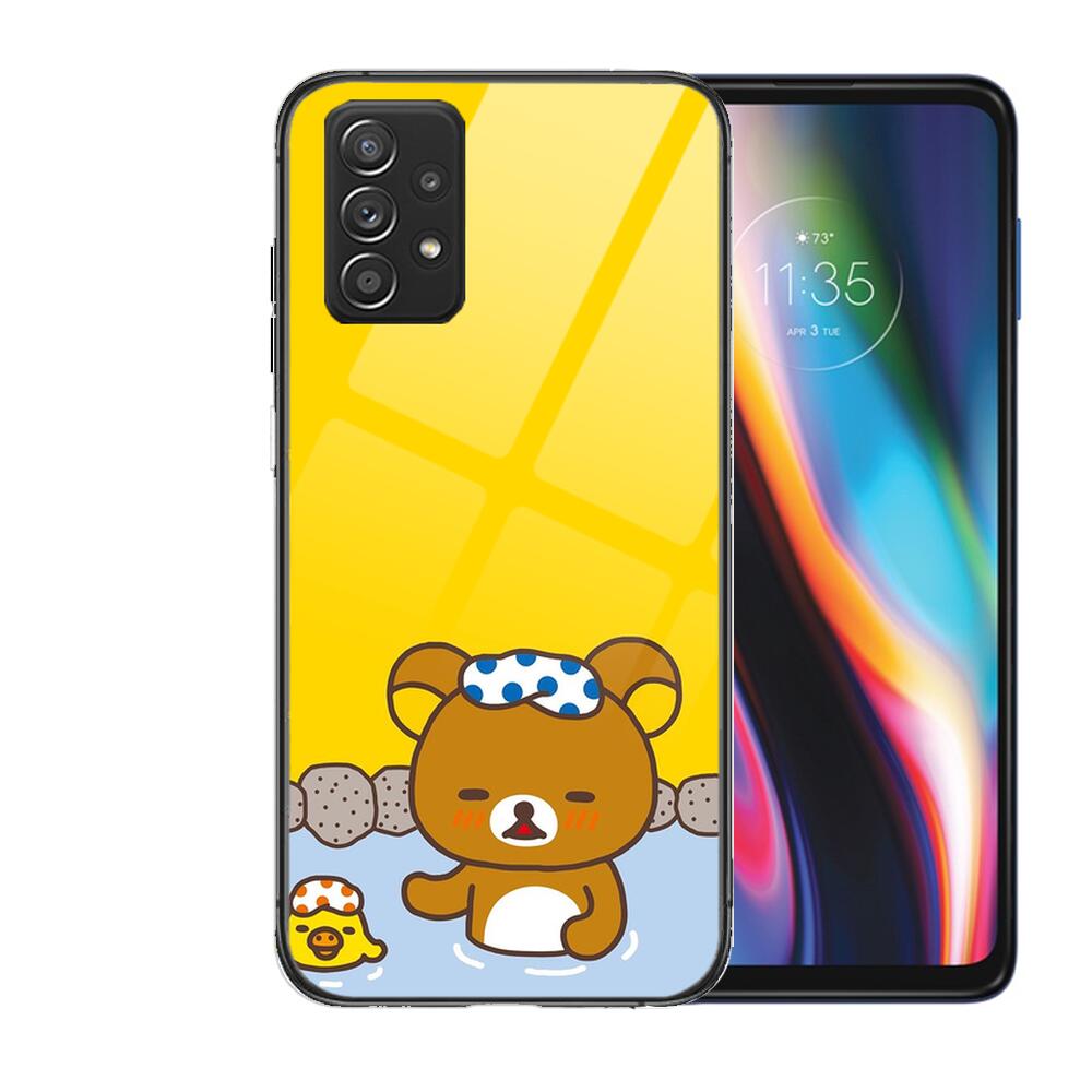 TOPLBPCS Cute Rilakkuma Tempered Glass Case Phone For Samsung Galaxy A51 A71 A60 A70S A70 A80 A21S A41 A20E A50 A30S 5g A32 A40S