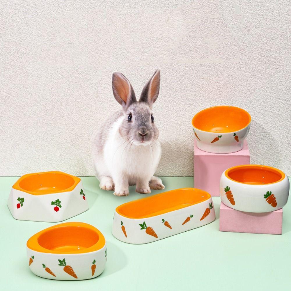 

Cute Rabbit Feeder Ceramic Pet Food Feeding Basin Pet Supplies Rabbit Food Bowl Small Pet Style 2
