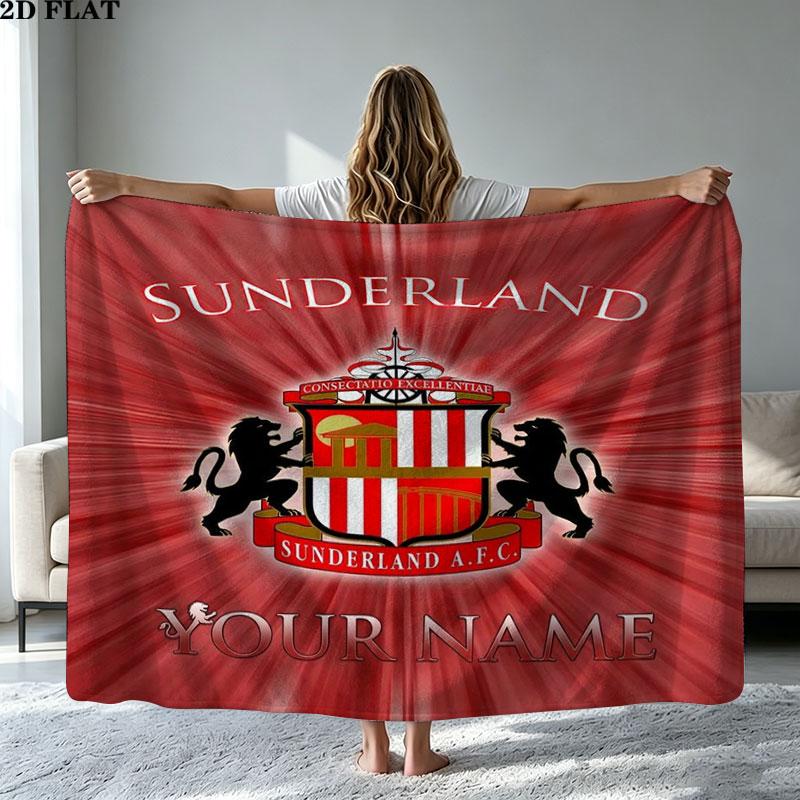 1PC Sunderland A.F Custom Name Patterned Flannel Blanket Suitable For All Seasons for Home Decor Warmth and Comfort Gifts Holiday Present