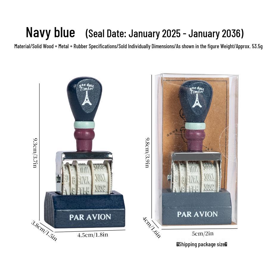 Retro Date Roller Stamp: Adjustable Year, Month, Day for DIY Journals