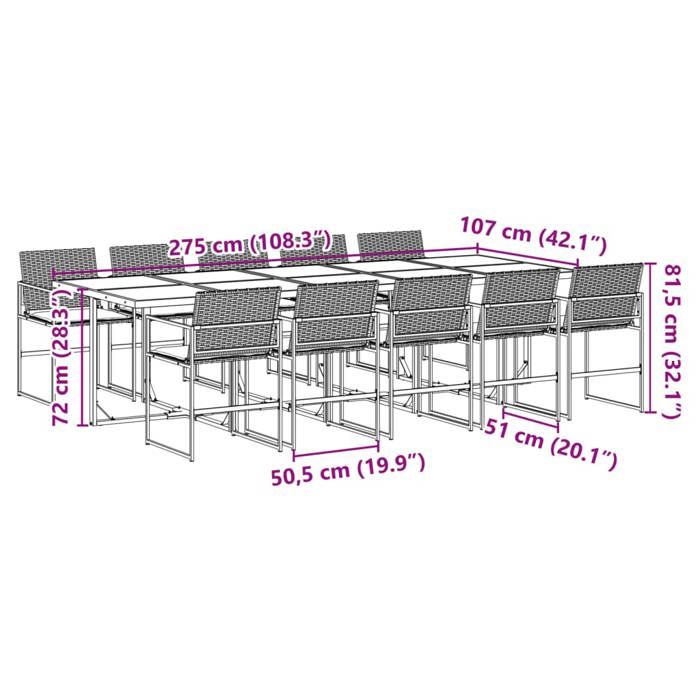 VidaXL Garden Dining Set 11 Pcs Cushions Black Braided Resin, Outdoor Dining Set 3295061