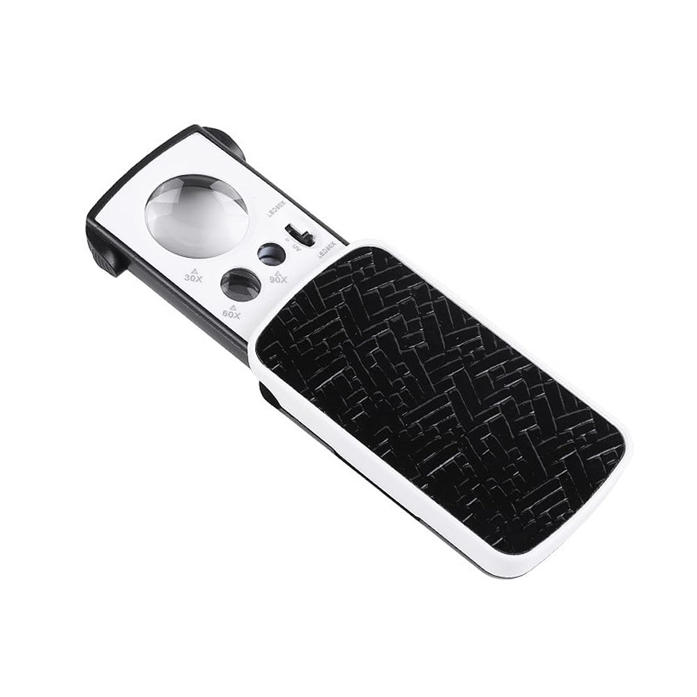

LOYELEY Jewelry Loupe Magnification Portable Loupe Magnifying Glass 3 Types of Lens LED Light with Black Light Light and Easy to Hold for Jewelry
