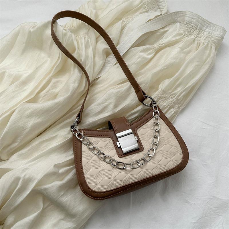 Elegant Simple Design Underarm Bag Versatile Shoulder Bag For Women In Trendy Styles WhiteKhaki