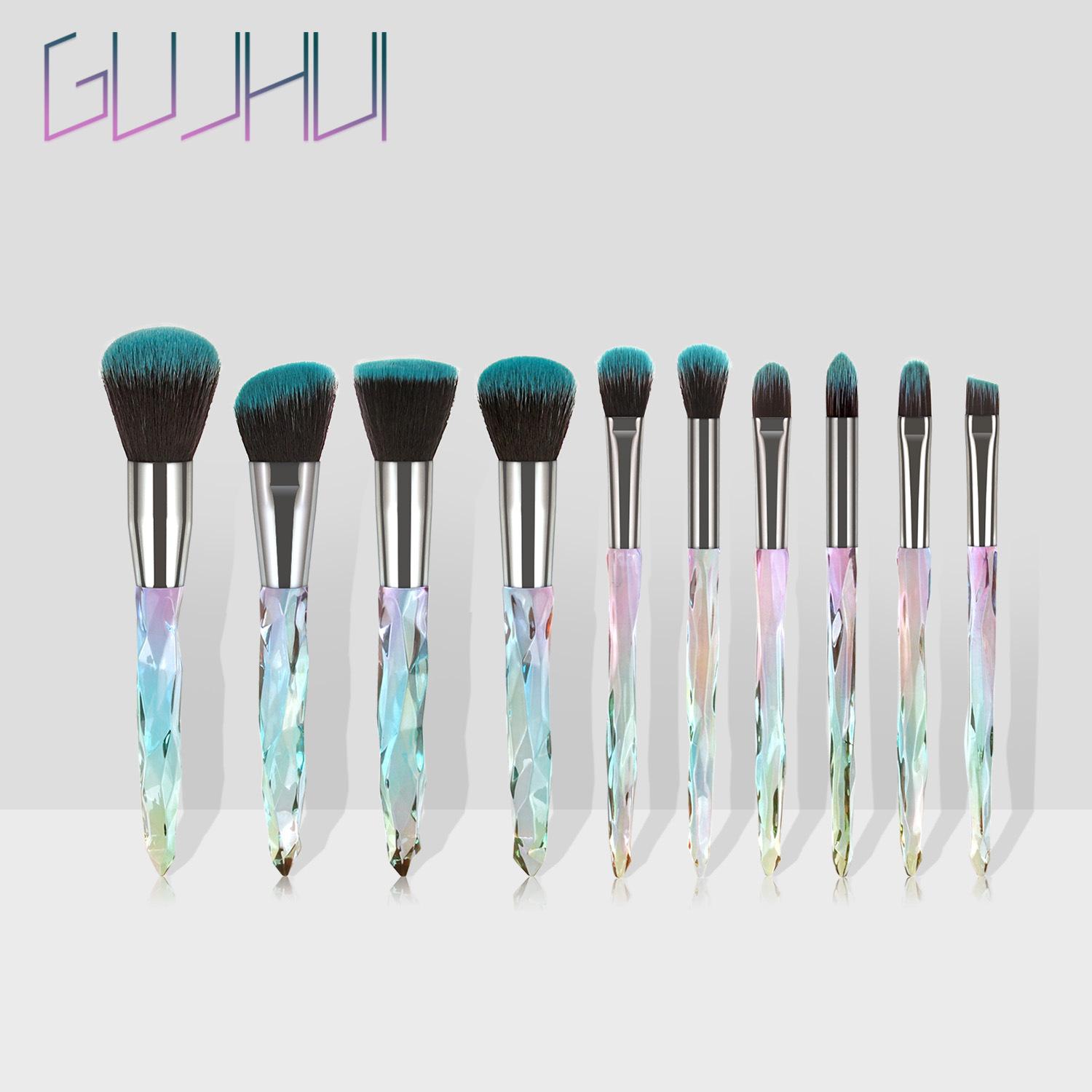 

Хрустальные кисти для макияжа, пудра, основа, тени для век, косметика для бровей для лица, веер, набор кистей для макияжа, Brochas Maquillaje зелёный