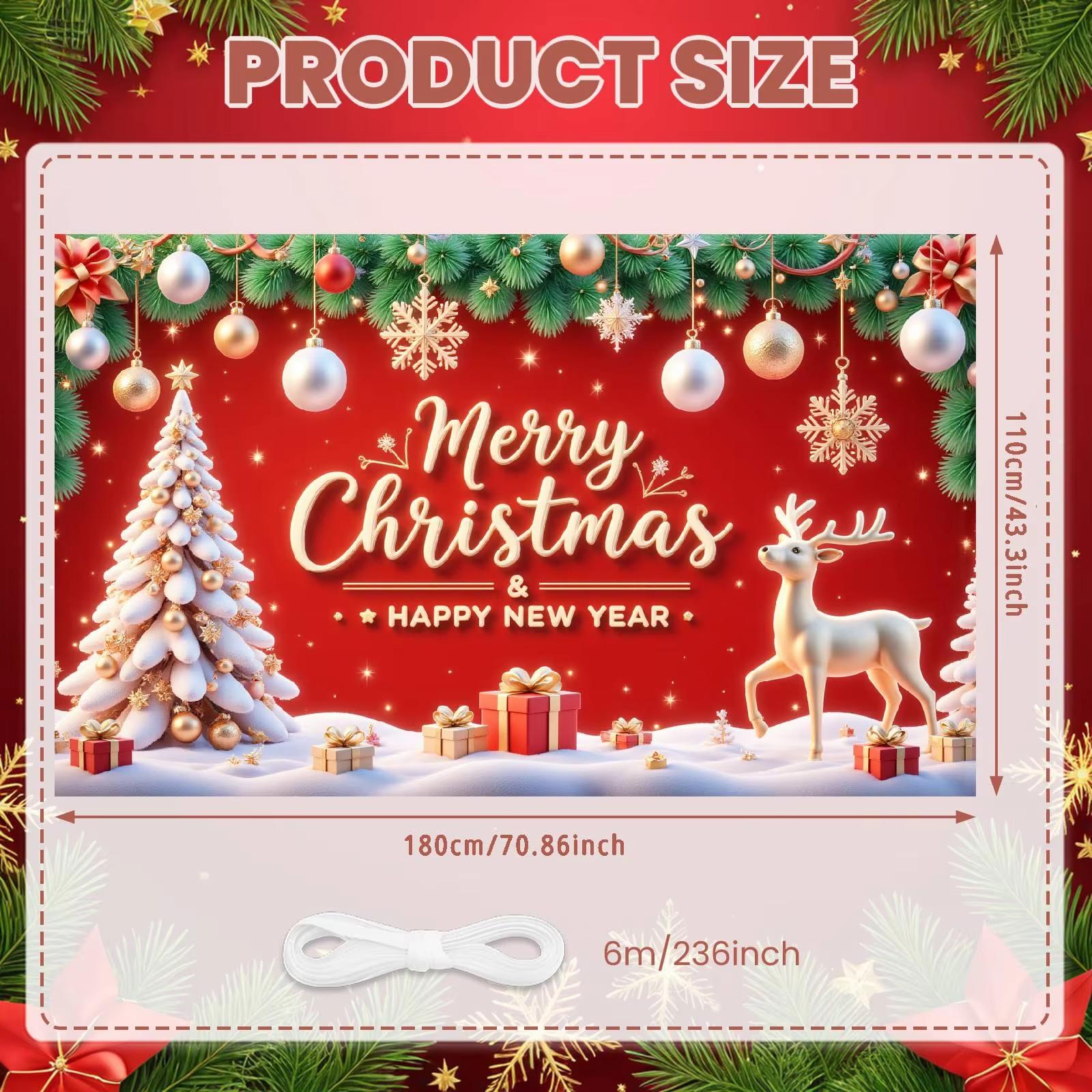 Christmas Decoration Bright New Year Banner Christmas Banner Foldable Holiday Banner For Home Decoration Winter Celebration
