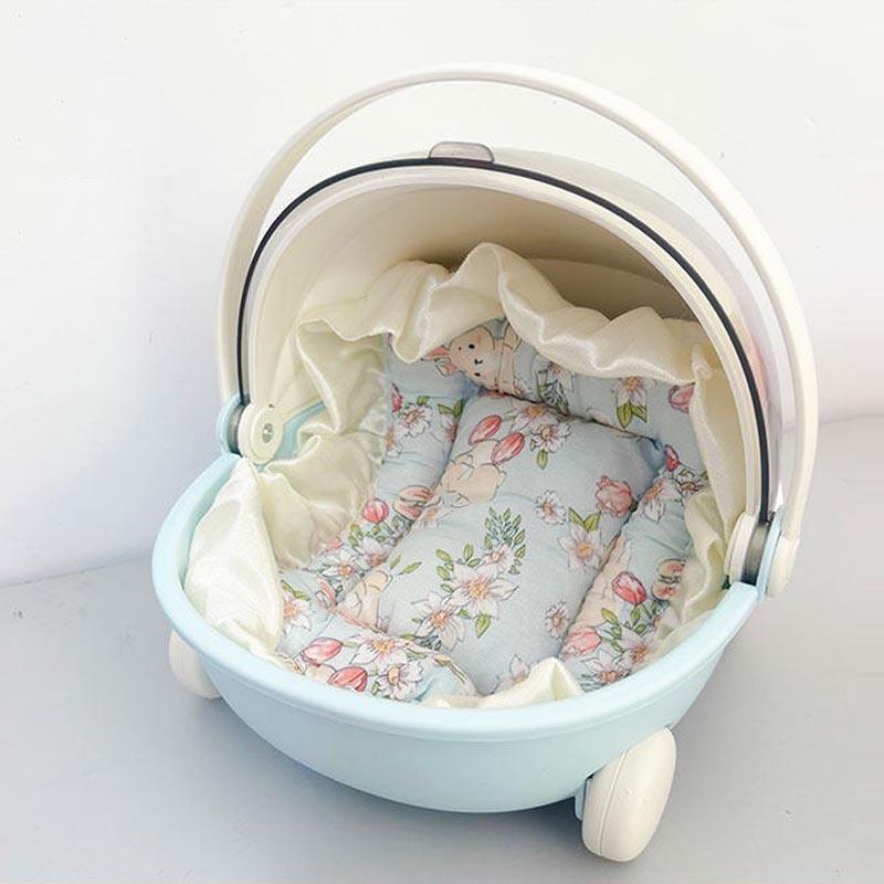 1/2pc Doll Bed Baby Stroller Storage Box with Mat for Labubu Spa Module Doll Sleep Cradle Cart Dolls Bed Furniture Acssories