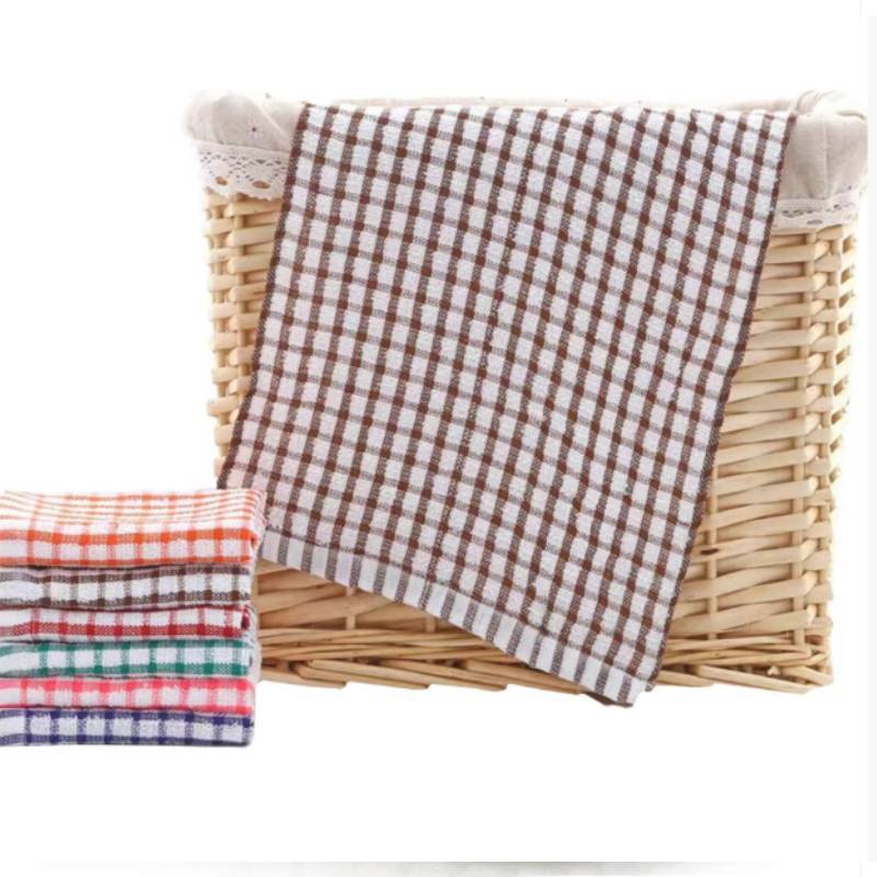Polyester Plaid Tea Towel For Kitchen Cleaning And Home Use