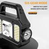Multifunctional Solar Work Light Searchlight Solar Rechargeable Flashlight Outdoor Six-Gear Mode Night Light  With Power Display