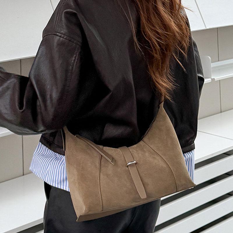 Fashi Women's Bag Suede Cow Leather Luxury Designer Shoulder Bag Women Versatile Handbags Female Trend Crossbody Hobos Bags