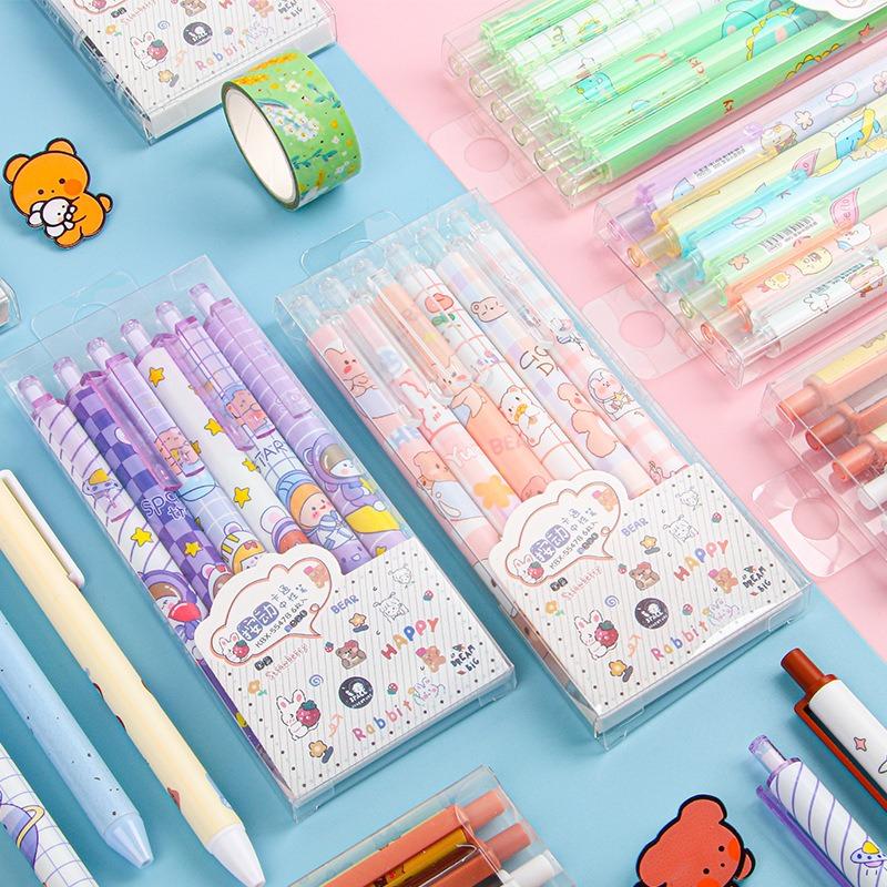 4Pcs Cute Kawaii Neutral Pen, Stationery, Office Accessories, School Supplies Cute Fashion Office Supplies Student Stationery Gif