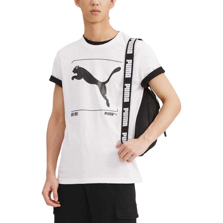 Puma Nu-Tility Large Logo Printed Sports Short Sleeve T-Shirt Men Tops White 845997-02