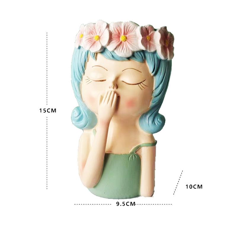 Face Planters Pots Tabletop Decorative Decor Flower Vase Statue Fairy Flowerpot For Cafe Kitchen Drawing Room Bedroom Office