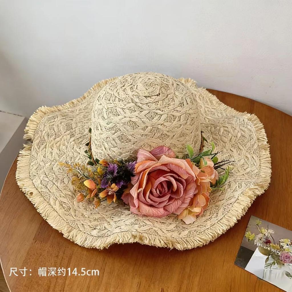 Spitzen Schleife Großer Rand Strohhut Neuer Strand Sonnenhut Damen Schöner Sonnenhut