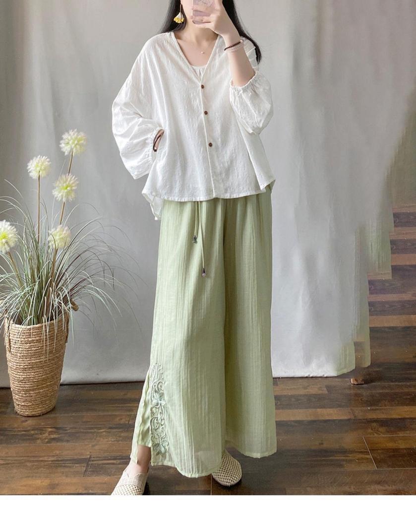 Spring/Summer Cotton Linen Jacquard Cardigan - Loose, Slim, Bat Sleeve, Sun Protection Long Sleeve Shirt