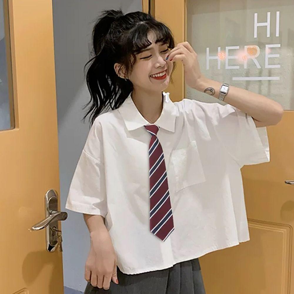 Red Striped JK Tie College Style Pre-tied Neck Ties Fashion Clothes Accessories  School Student