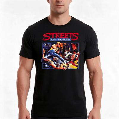Streets Of Rage T-Shirt Sommer Lässig Baumwolle T-Shirt Oversized Streetwear Oberteile Vintage Grafikdruck Lockerer Schnitt Kurze Ärmel