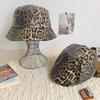 Retro Leopardenmuster Pailletten Bucket Hat Frühling und Herbst personalisierte Mütze Damen lässige vielseitige Fischerhut zeigt Gesicht kleine Bucket Hat