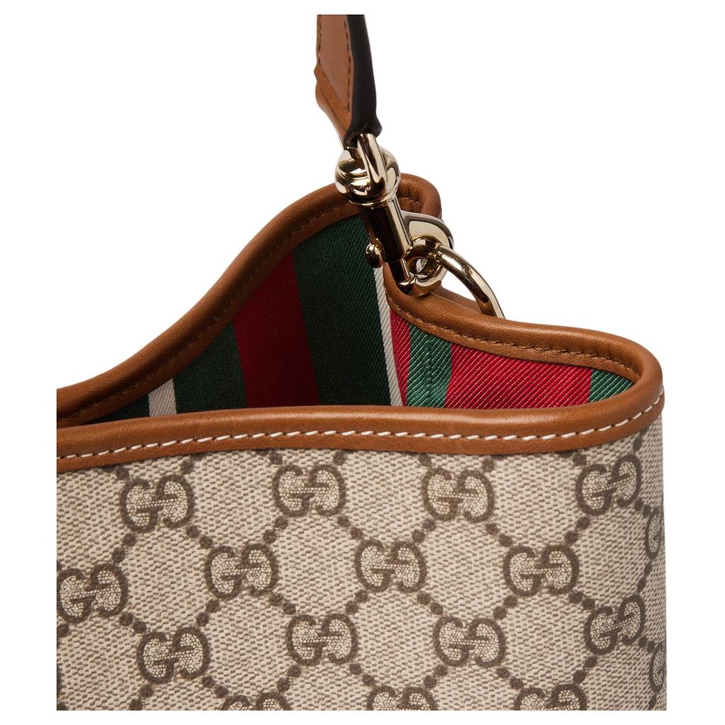 GUCCI GG Emblem GG Monogram Coated Fabric Shoulder Bag, Crossbody Bag, Handbag Small Women's Beige & Dark Brown 815103-FAD6L-9758