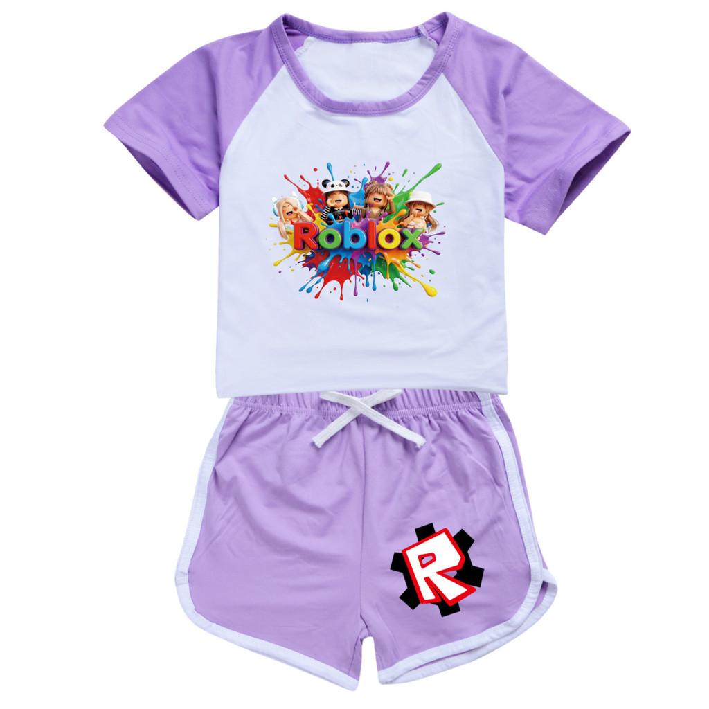 5575 Multi-color Kids Boys Girls Roblox T-shirt Shorts Top Pants Sport Clothes Set