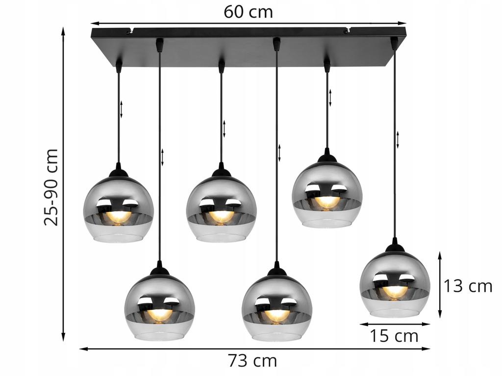 ELEGANT HANGING LAMP, GLASS LAMP, CHROME LED