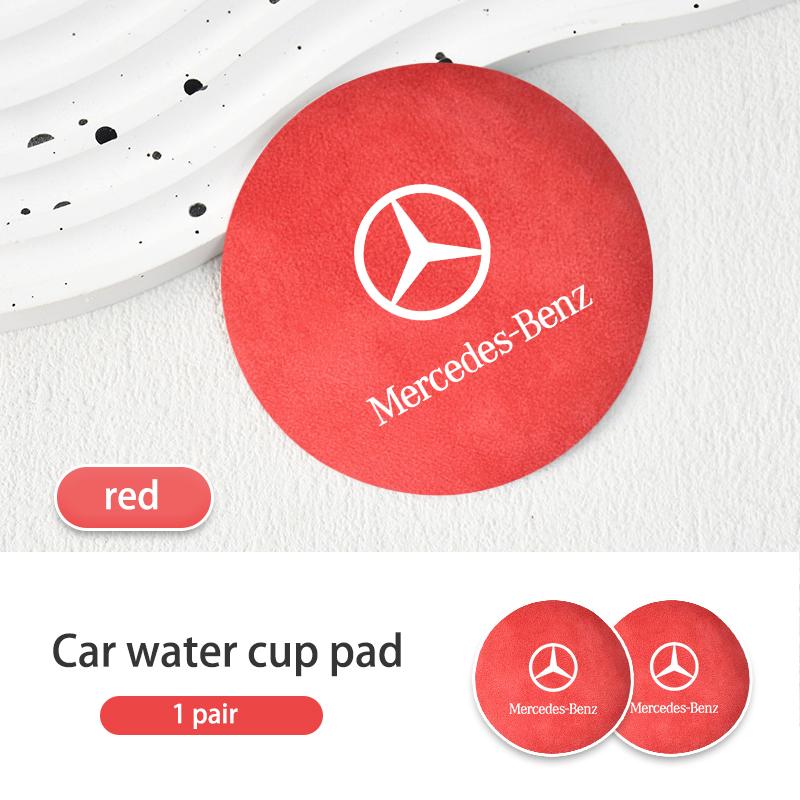 Suede Car Coaster Water Cup Holder Anti-Slip Pad Accessories For Benz AMG A C E S G Class W201 W210 W108 W204 W205 W203 QS1