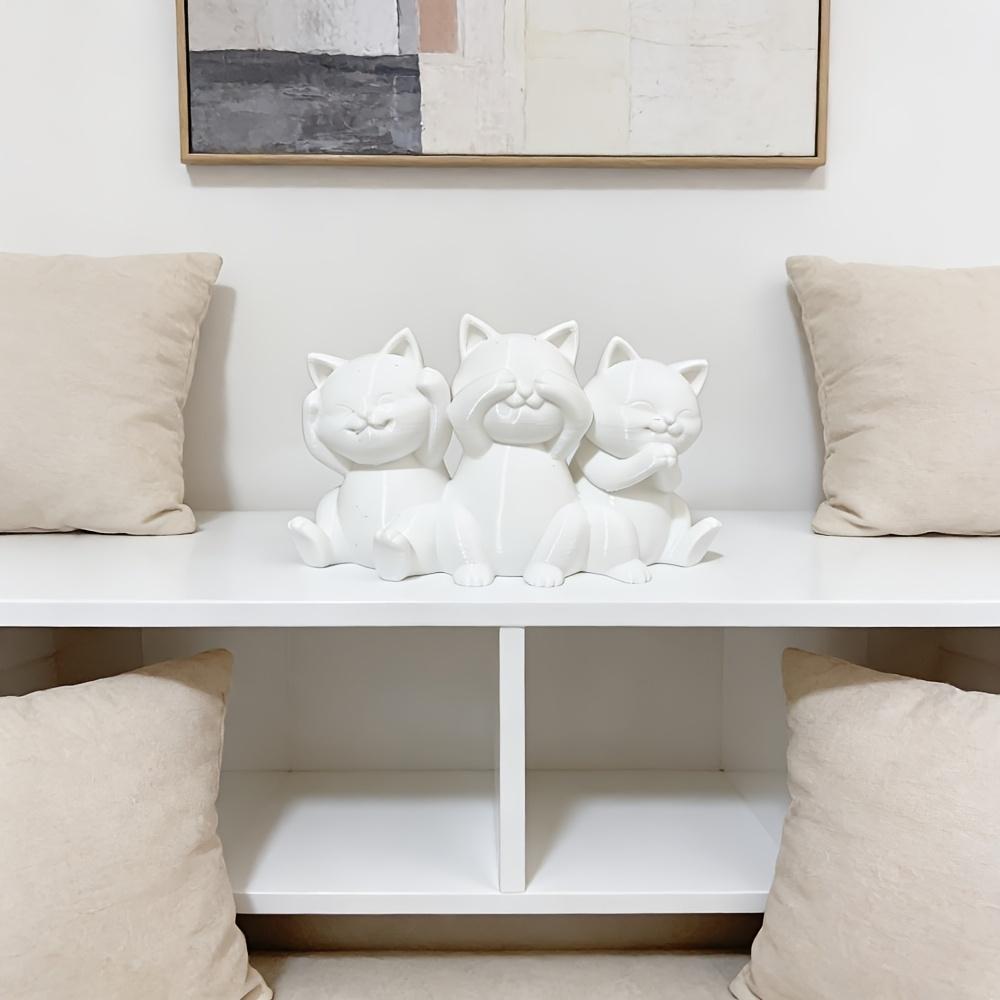 Drei Keine Katze Dekorationen, Drei Lustige Zusammenhängende Katzenstatue Ornamente, Nicht Riechen, Nicht Sehen, Nicht Sagen "katzen, Auto Ornamente"