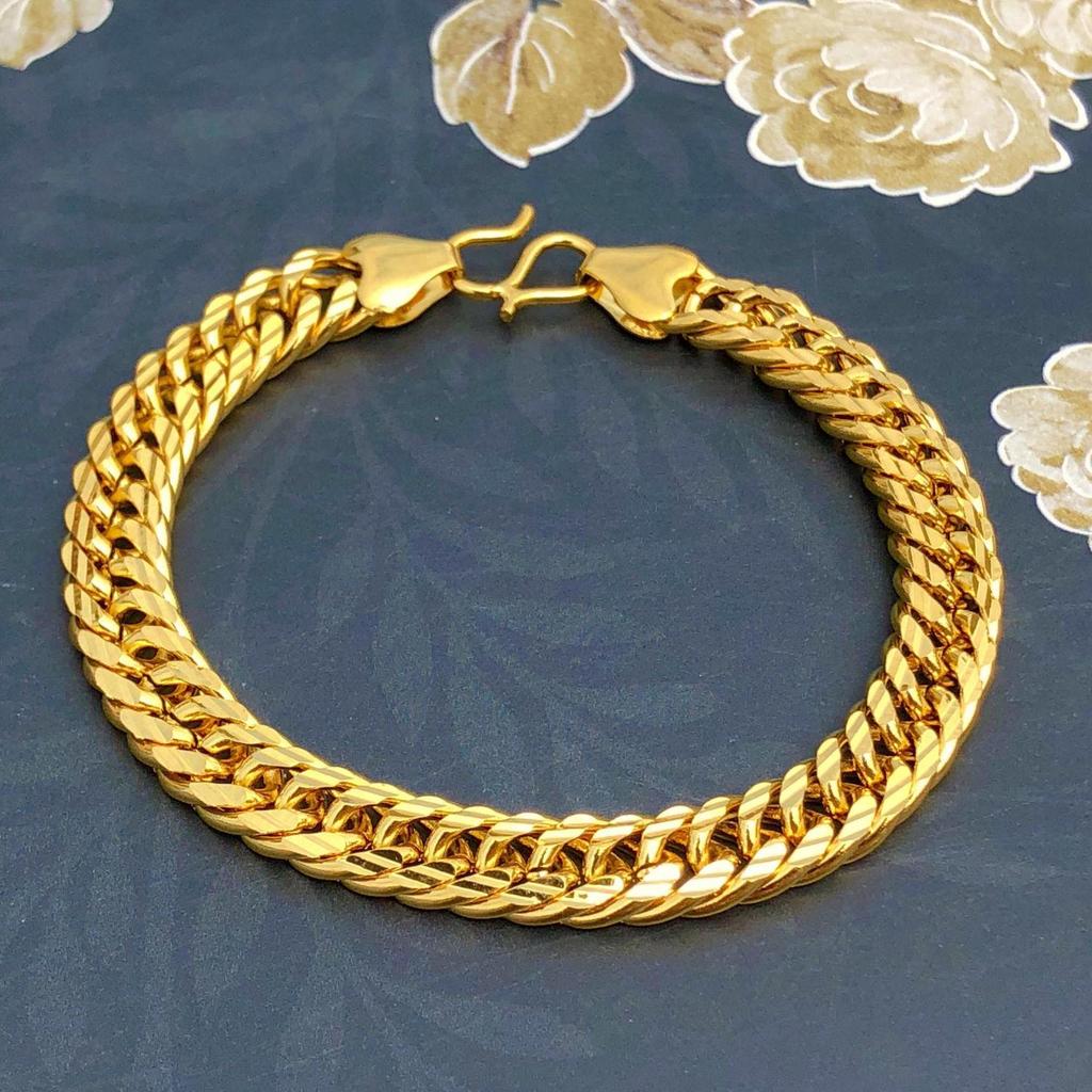 Men's Domineering Gold-Plated Whip Chain Bracelet - Brass, Fashionable and Bold Design