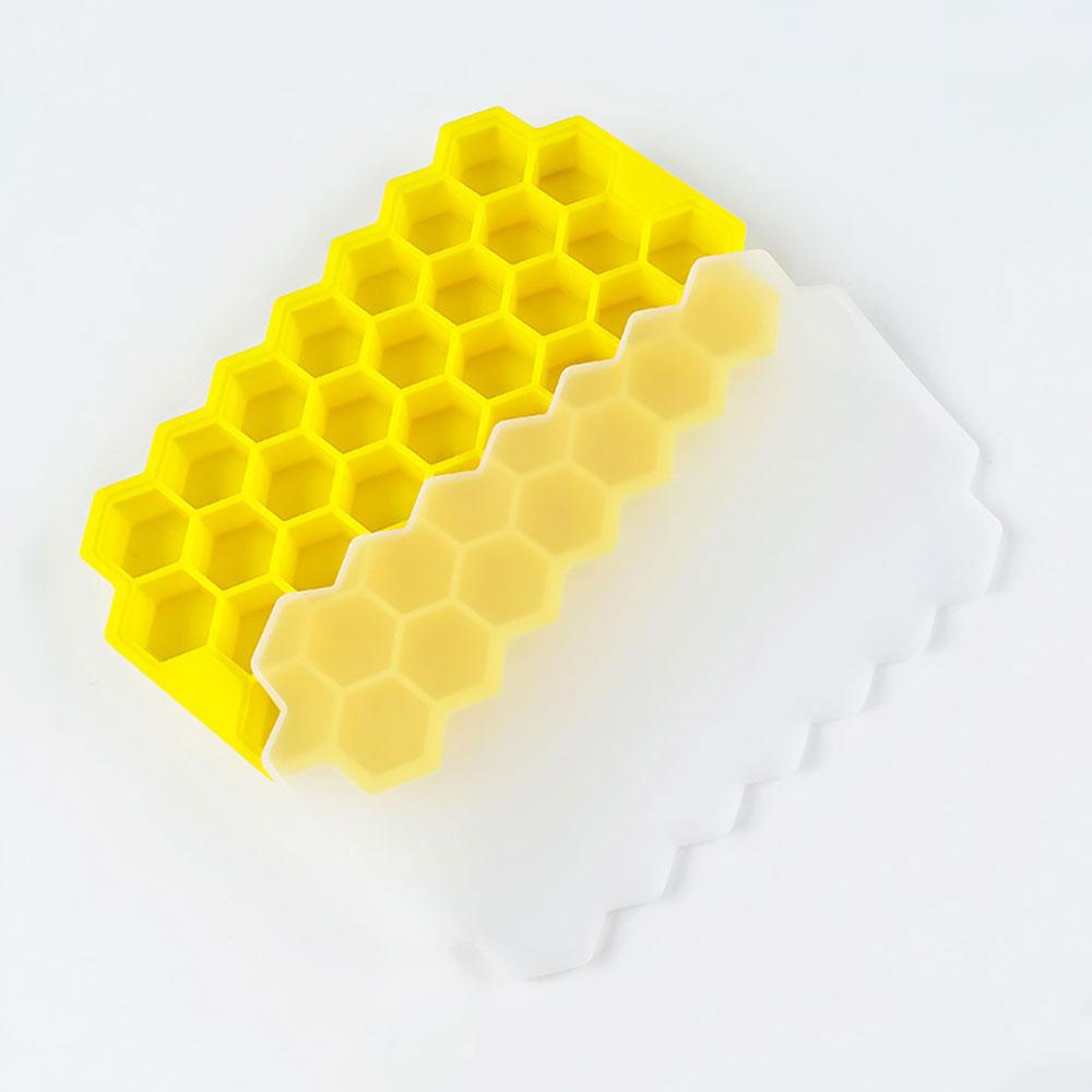 Silicone World 37 Grids Honeycomb Ice Cube Silicone Molds Silica Gel Ice Tray DIY Household Ice Making Box With Lid Ice Mold