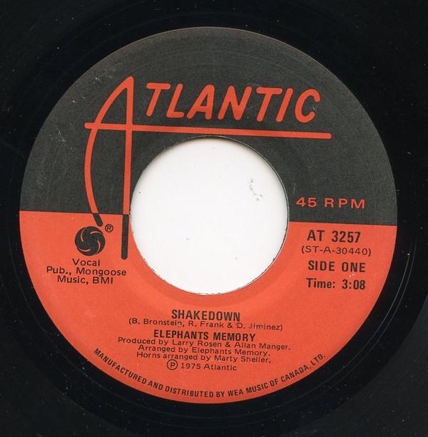 7-дюймовая пластинка ELEPHANTS MEMORY Shakedown AT3257 Atlantic 1975 Канада Рок Б/у
