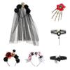 Headband Skull Head Choker Gothic Skull Man Hairpin Horrible Bloodstained Veil  Party