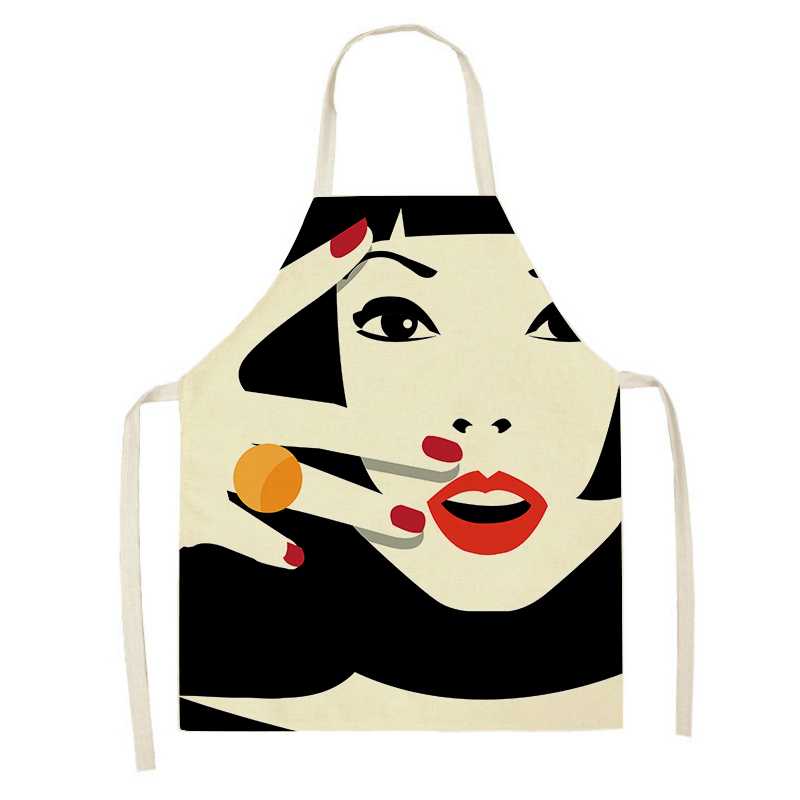 1ks Dámské grafický potisk Kuchyňské zástěry Dámské Lněný bryndák proti znečištění Bez rukávů Zástěry na čištění domácnosti Příslušenství pro domácí vaření