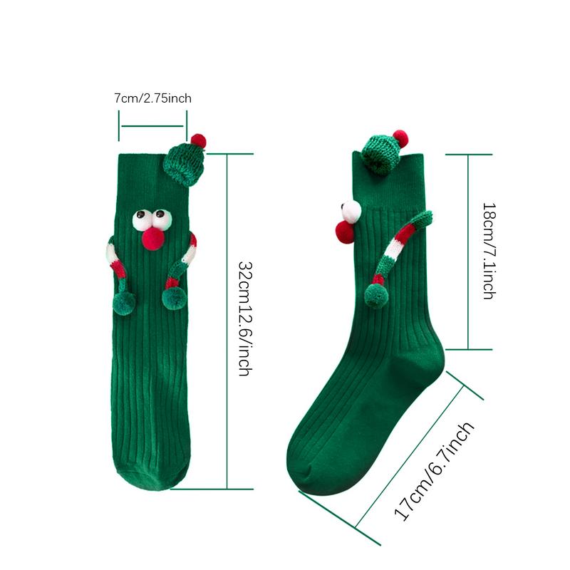 Christmas Holding Hands Socks Funny Magnetic Suction 3D Doll Couple Socks Unisex Couple Socks Winter Christmas Supplies Gift