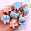 10pcs Colorful Resin Cartoon Mermaid Octopus Shell Conch Dolphin Figurines Flat back Scrapbook Hair Bow Decor DIY Jewelry Crafts