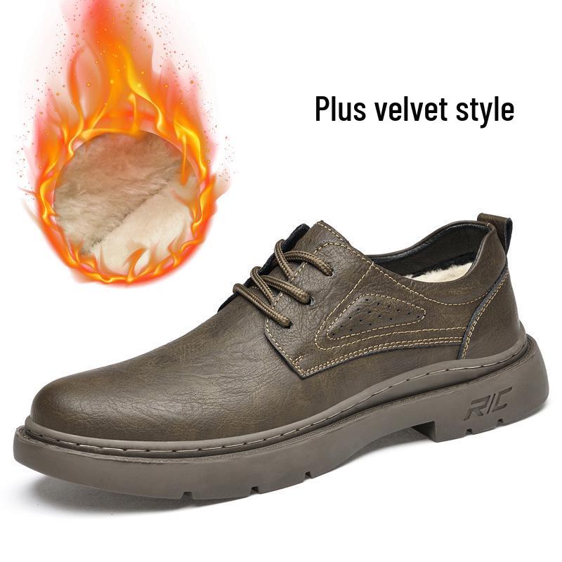 Herren-Arbeitsstiefel mit runder Spitze aus Leder - Outdoor-Halbschuhe zum Wandern & Freizeit für Frühling & Herbst