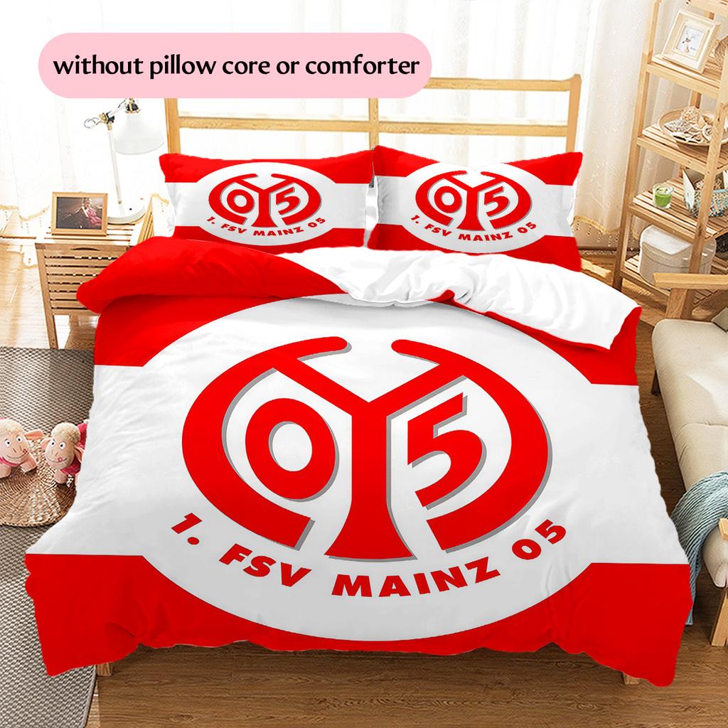 FSV Mainz 05 Pattern Bedding Quilt Set Home Decoration Gift (1 * duvet cover + 2 * pillowcase without core)
