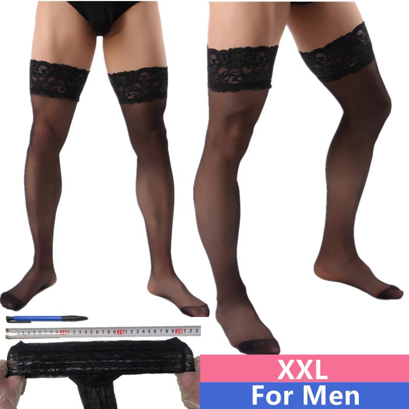 Pánské krajkové punčochy Mužské hedvábné punčochy velké velikosti Nadměrné krajkové punčochy