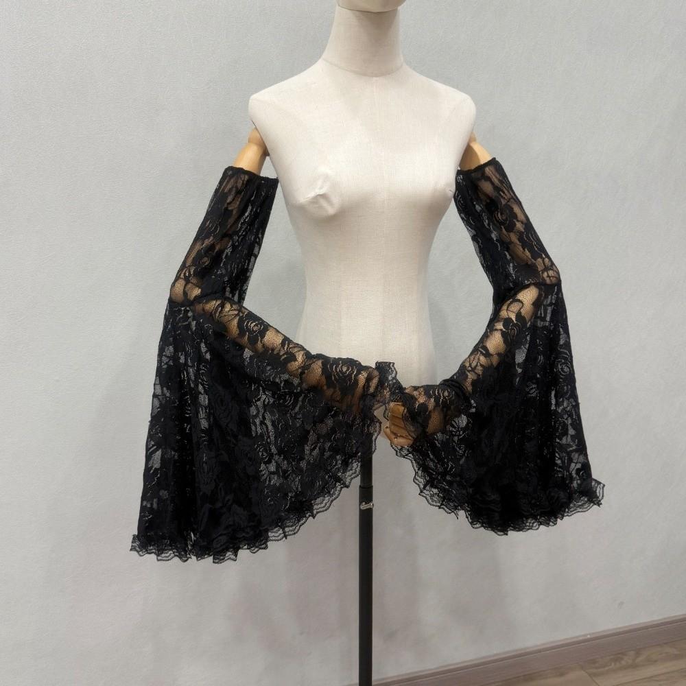 Luxurious Sunscreen Long Tulle Sleeves Thin Breathable Sheer Bridal Gloves Lace Detachable Sleeves Wedding Party
