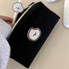 Black Puppy Canvas Pen Bag Pencil Case Student Cartoon Stationery Organizer For Teen School Supplies