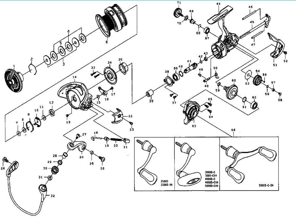 Daiwa Originalteile 18 Regalis Griff Teilenummer 66 Teilecode 1H2B21 000600141H2B21 LT2500S-XH