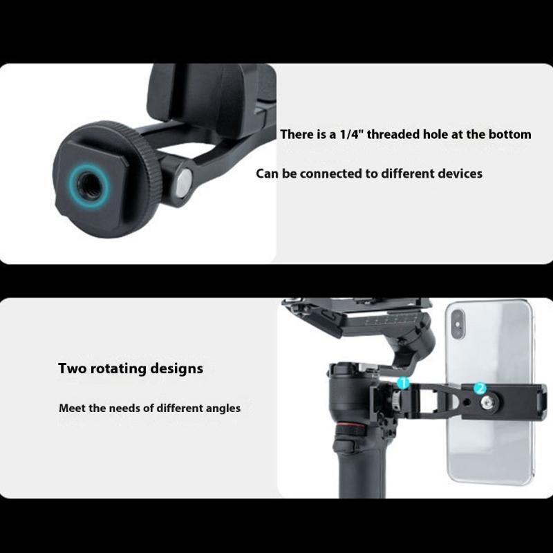 Universal Aluminum Phone Mount Double Cold Shoe Adapter 360 Rotate Design for Video Photography & Video Recording