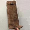Elegantes Botas de Tacón Alto hasta Media Pantorrilla con Hebillas Metálicas para Banquetes Formales, Botas de Montar con Estilo para Mujer, Botas de Vestir de Tacón Grueso