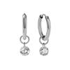 Hip-hop Personality Shiny Teardrop-shaped Zircon Pendant Gold Color Stainless Steel Hoop Earrings for Women Fashion Jewelry Gift